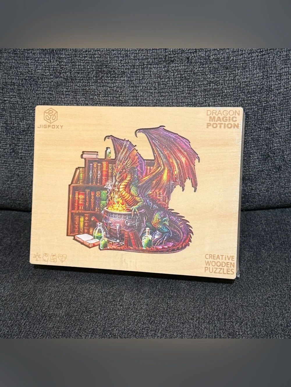 NWT Dragon Magic Potion Wooden Puzzle -‎ Colorful Dragon Artwork
